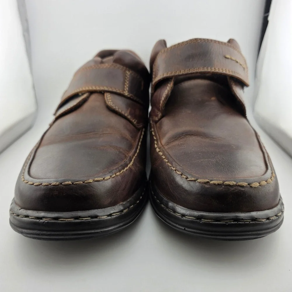 Hush Puppies Jeffrey Leather Strap Loafers Mens 13 Brown GOOD Support Orthopedic